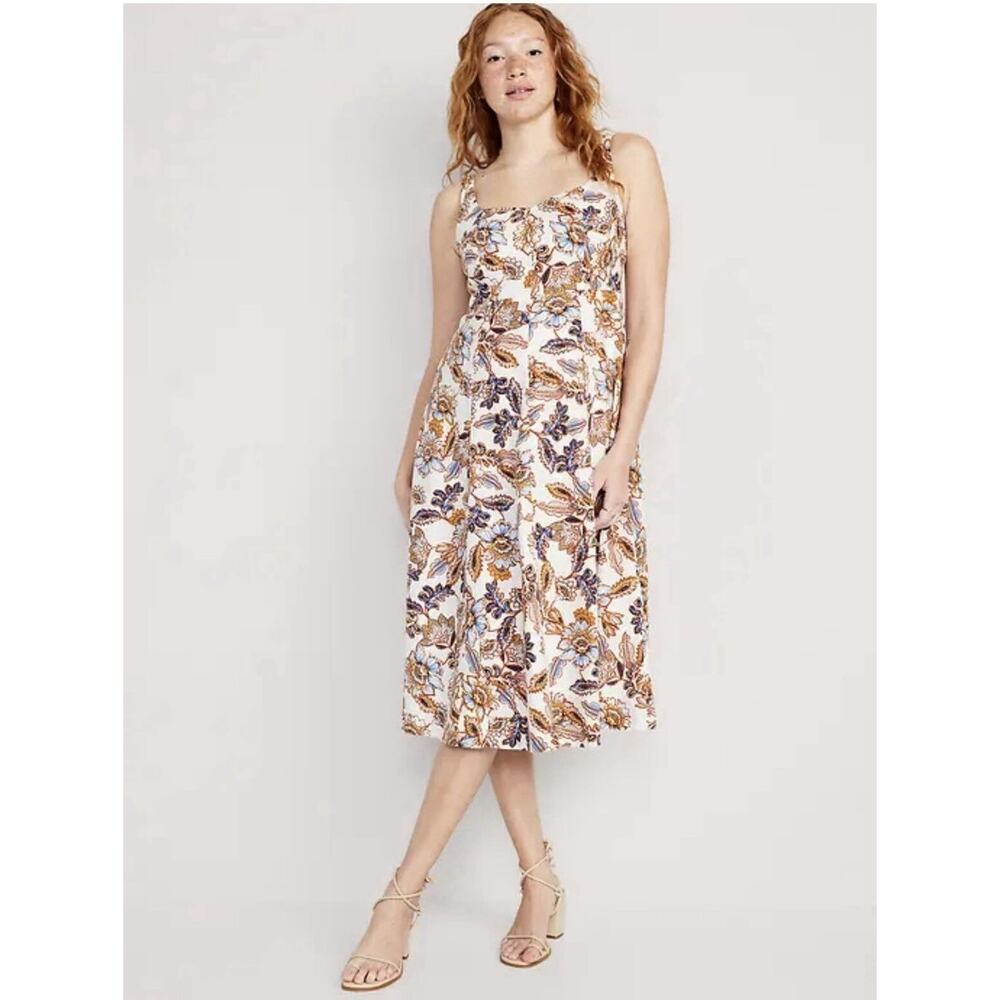 Old Navy Linen Floral Midi Dress size XL